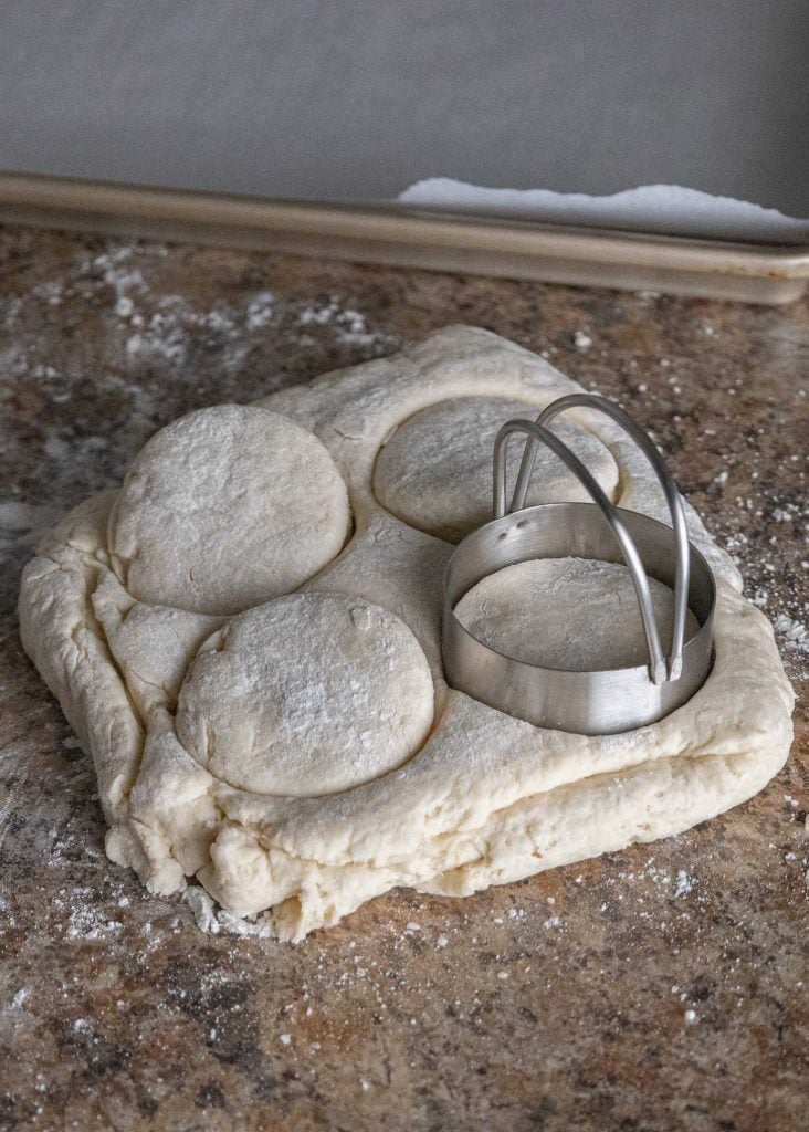 Cutting out the flaky vegan biscuits 