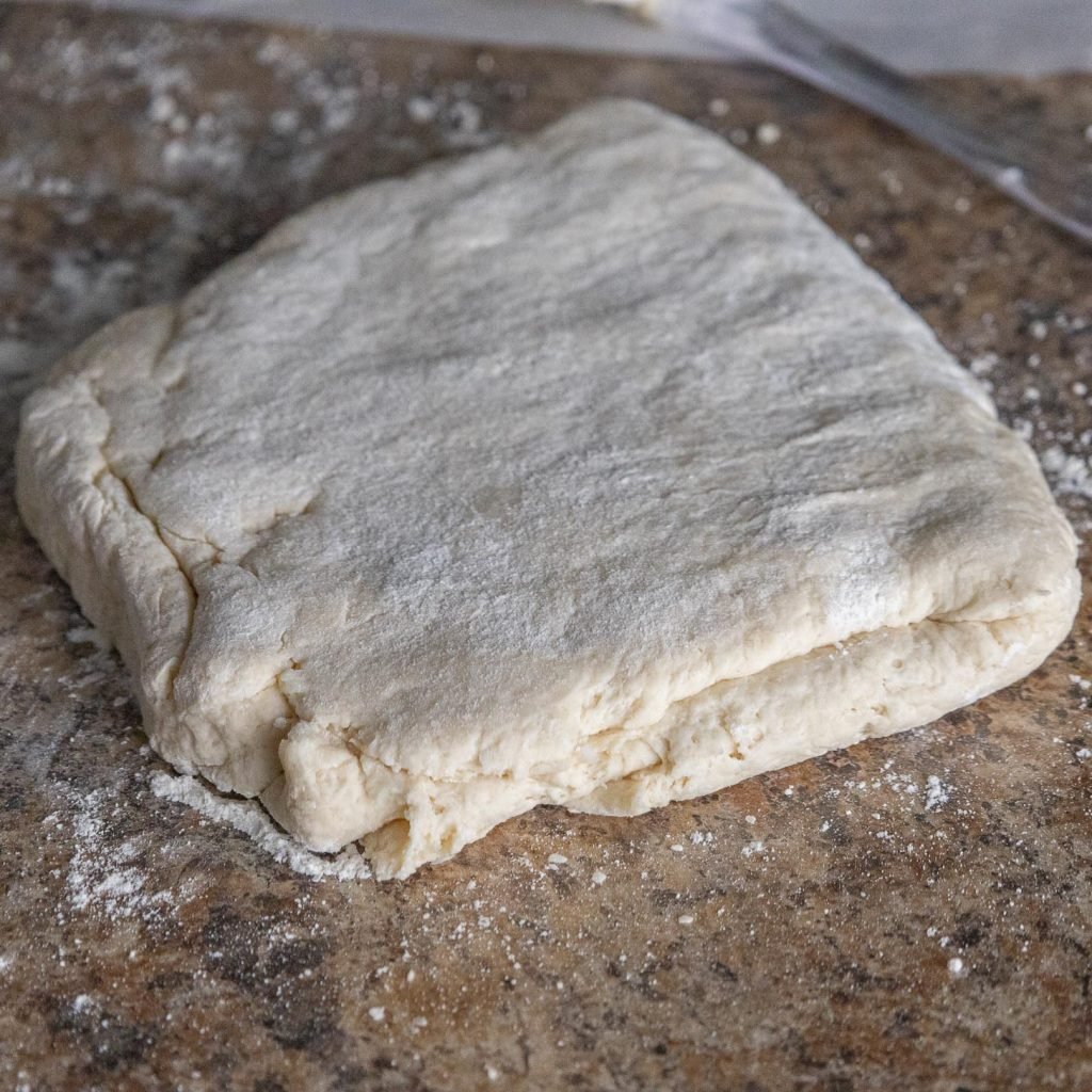 Rolled out dough where you can see the layers