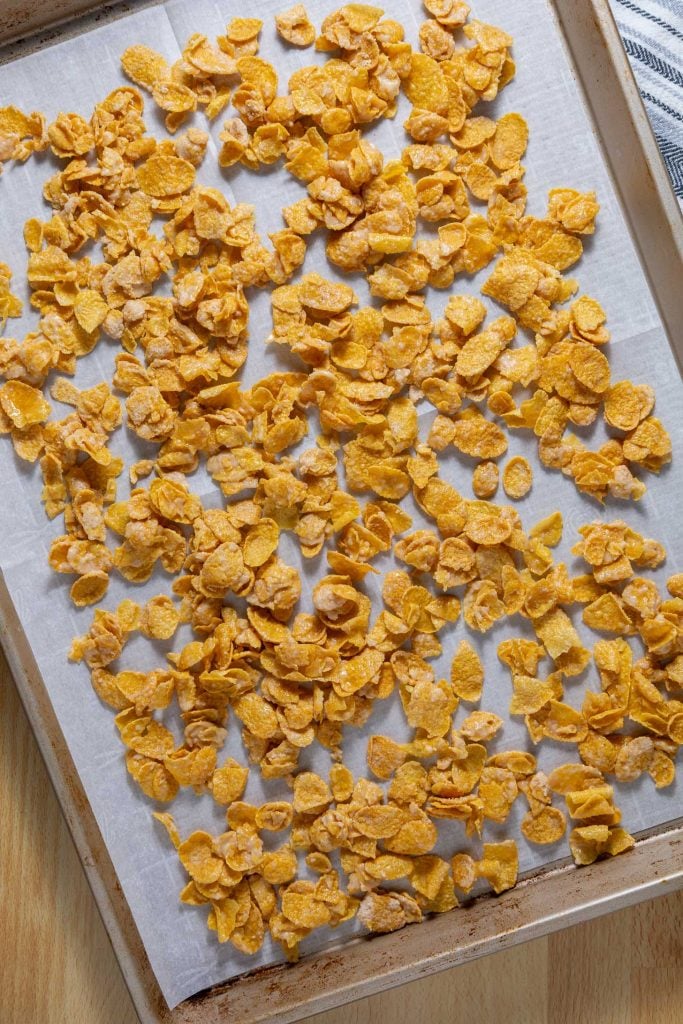 Cornflake crunch before baking for this vegan chocolate chip cookies recipe