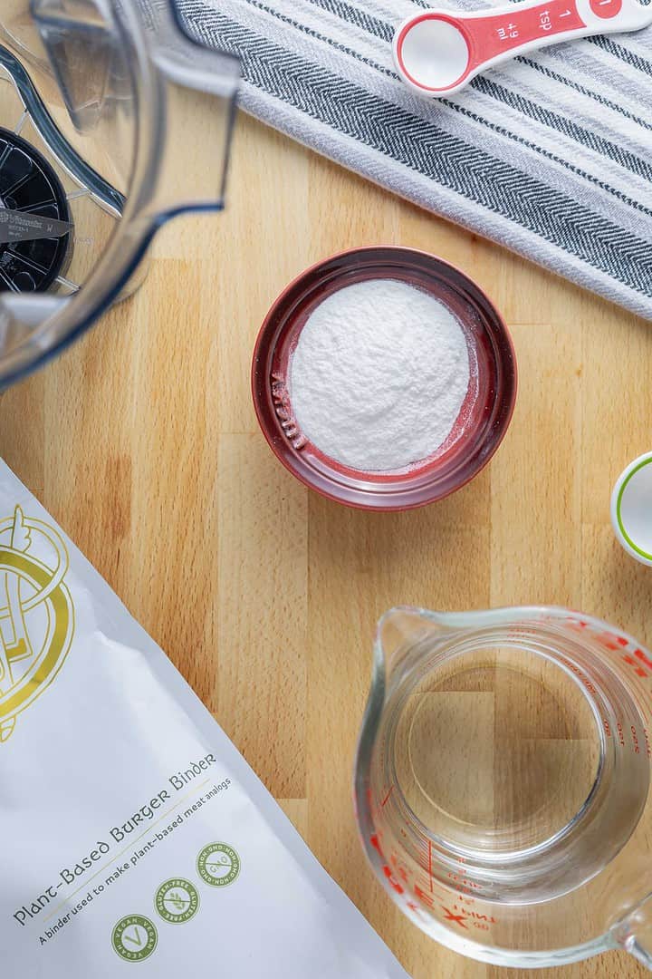 Ingredients for making burger binder gel that's used in many vegan meat substitute recipes