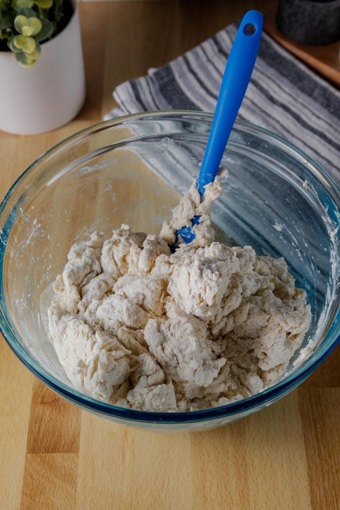Using a light hand to make the flaky vegan biscuits 