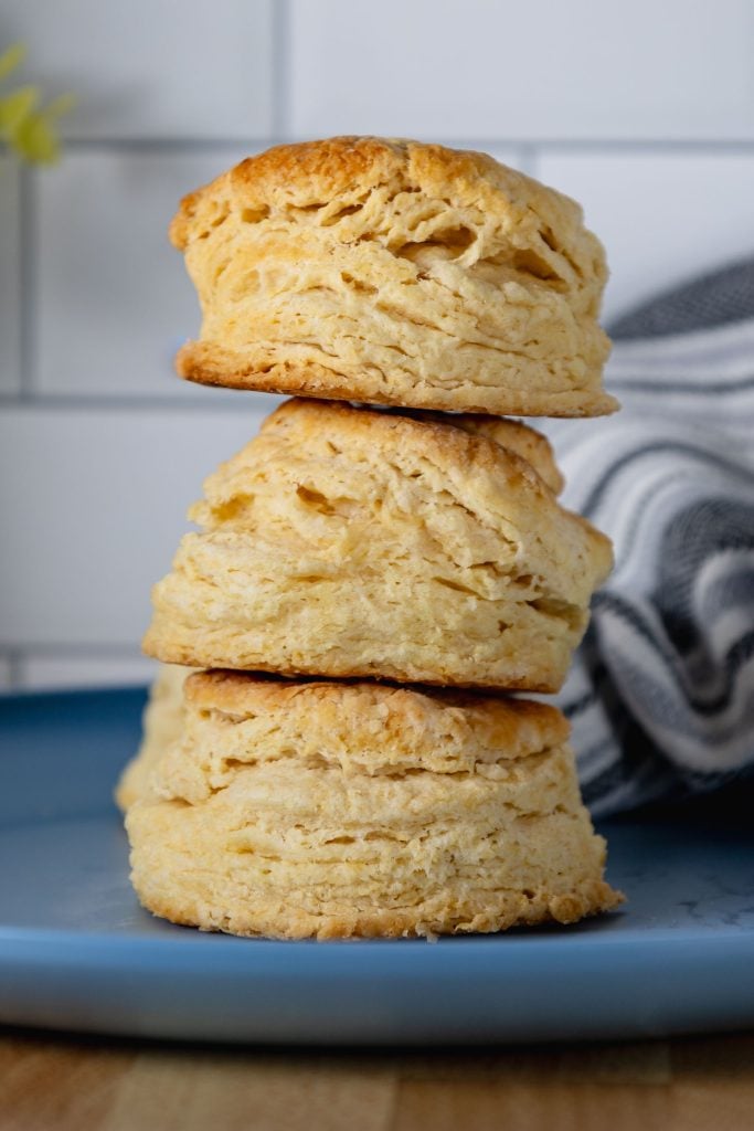 Big and tall flaky vegan biscuits made with pastry flour
