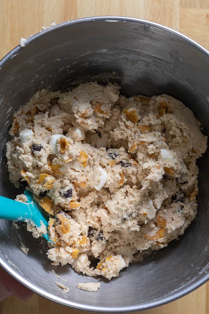Folded in the add ins for the vegan cookies