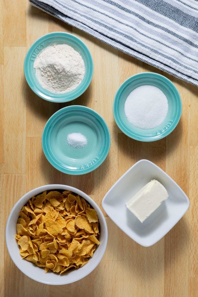 Ingredients for the cornflake crunch in this Milk Bar cookies recipe