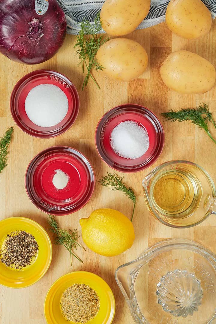 Ingredients for the Lemon Dill Vegan Potato Salad Recipe