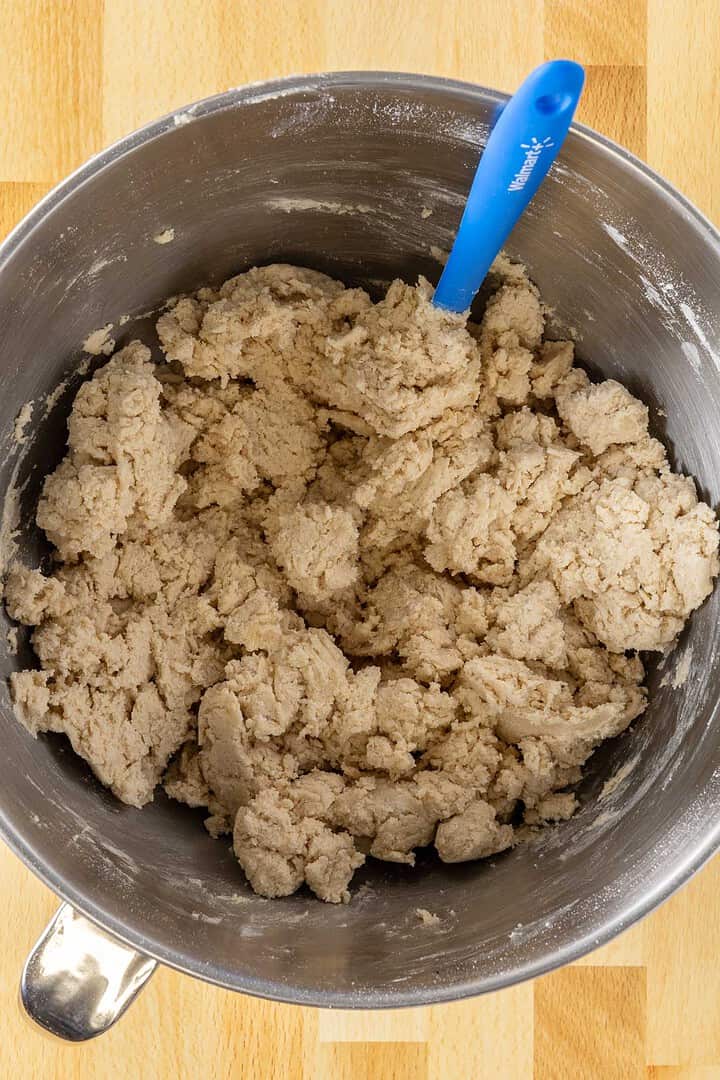 remaining egg replacement and dry ingredients added to make the vegan cookies