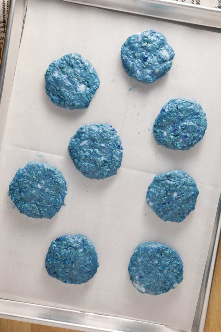 Impossible Smurf made into eight slider patties 
