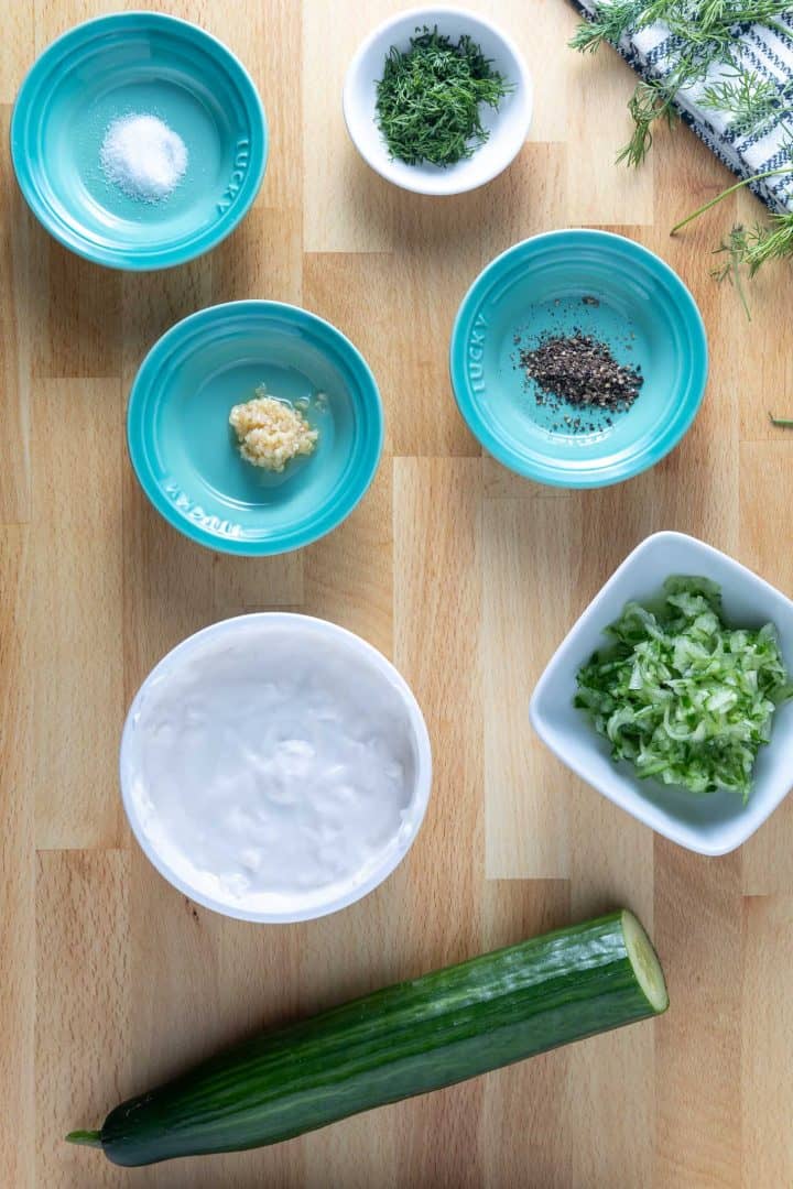 Ingredients for the plant based tzatziki