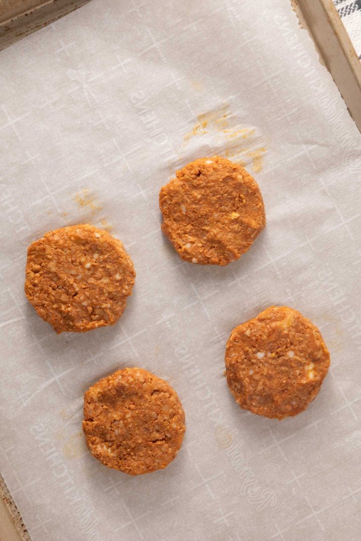 Vegan chorizo formed into patties