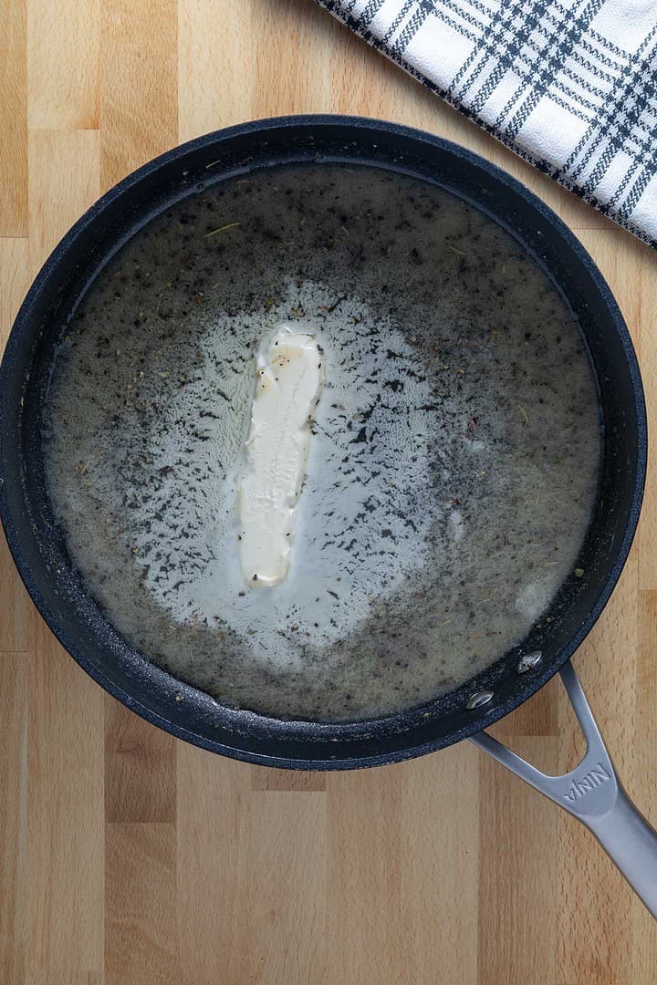 Melting butter for the vegan Alfredo sauce recipe