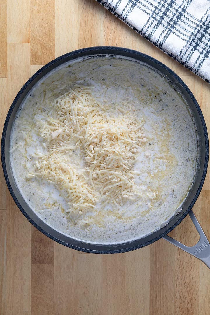 Adding cheese to the vegan Alfredo sauce recipe