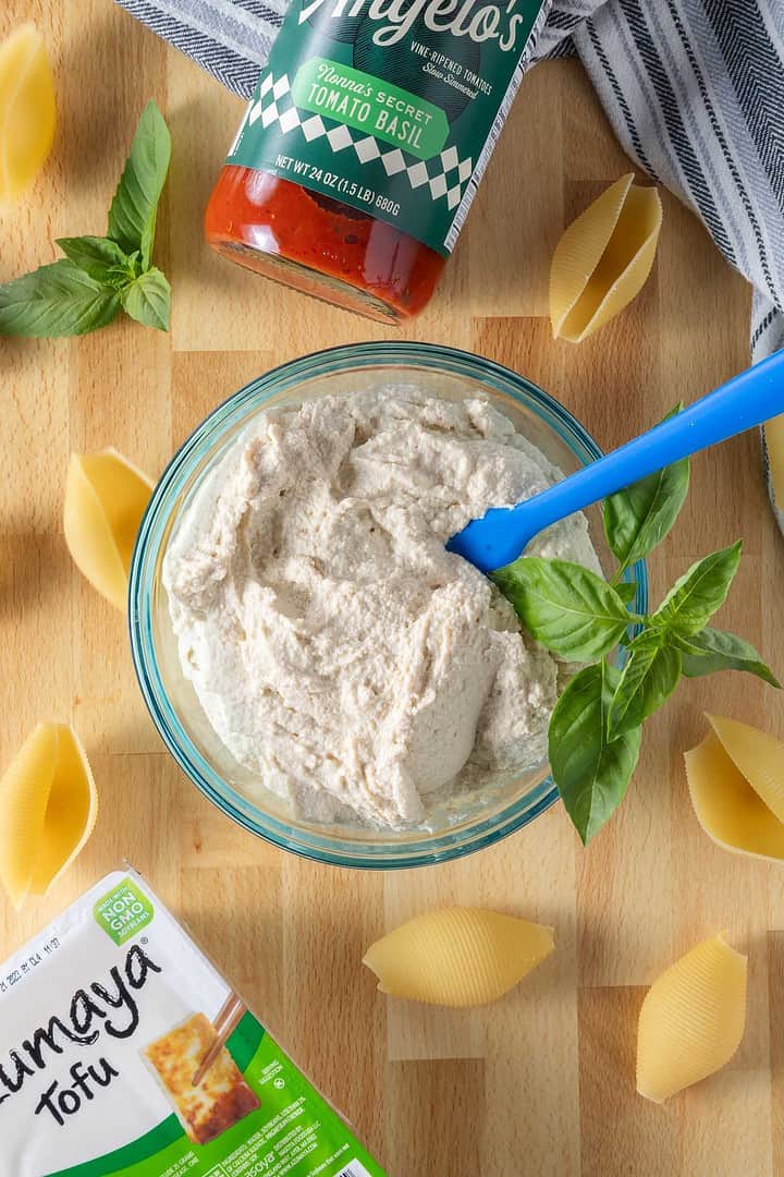 Vegan ricotta cheese in a bowl