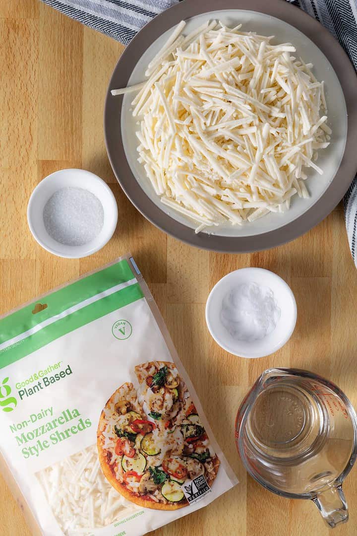 Ingredients for vegan cheese sauce with sodium citrate