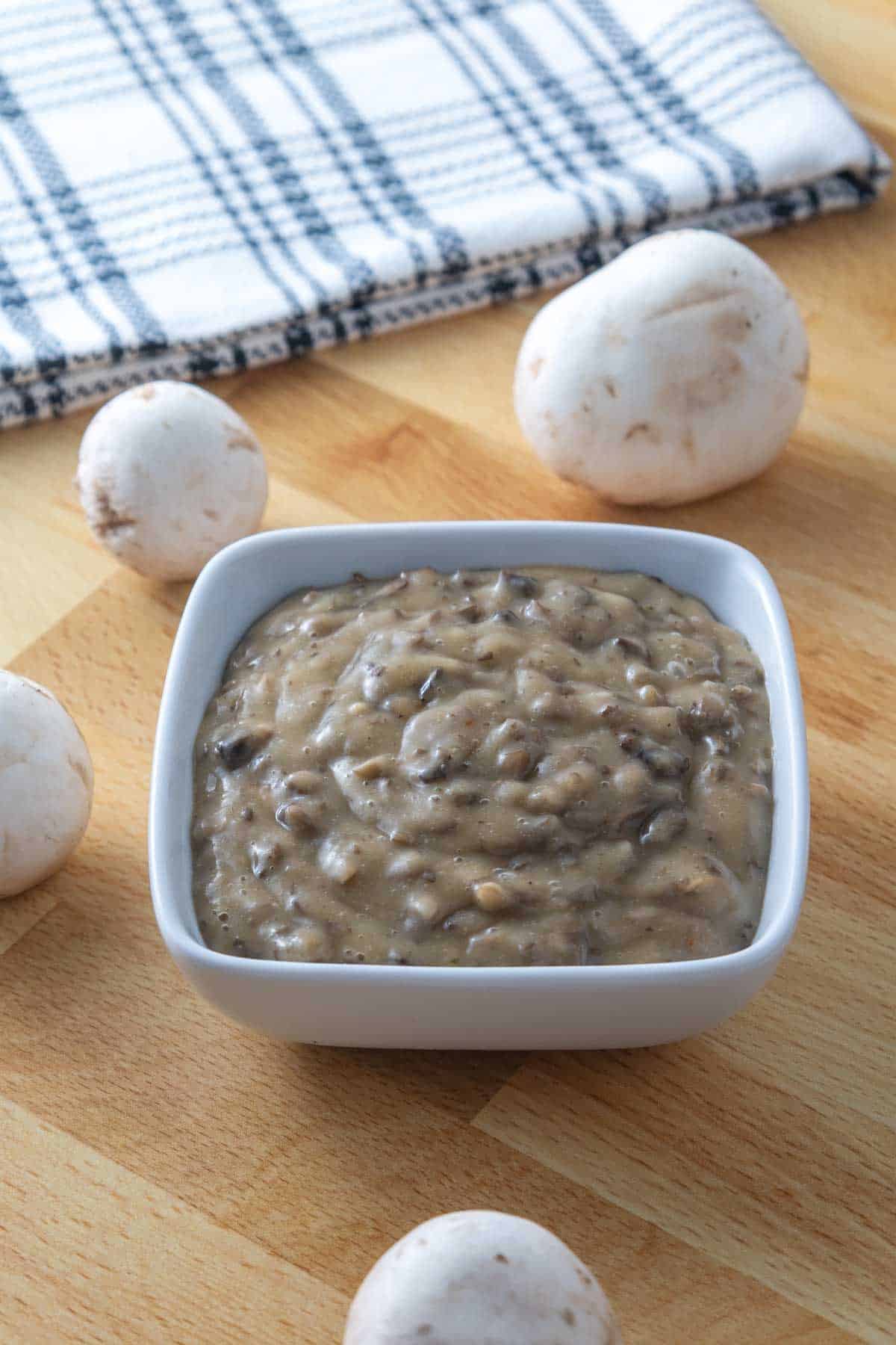 Condensed vegan cream of mushroom soup