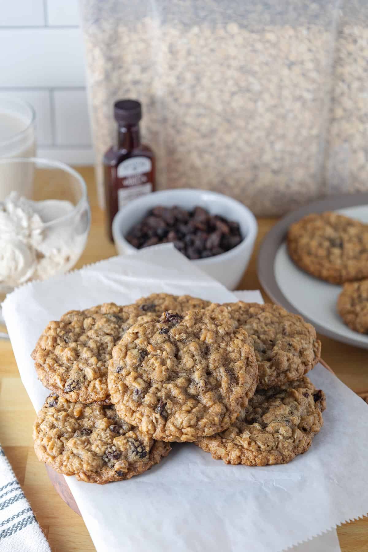 Raisin Oatmeal Cookies Vegan Recipe How To Bake Without Eggs A Bee vegan-oat-raisin-cookies-lazy-cat-kitchen
