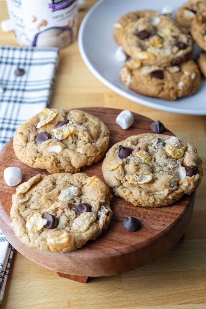 A selection of vegan chocolate chip cookies from this cornflake cookies Milk Bar copycat recipe