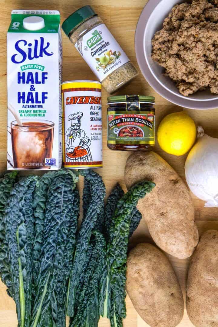 Ingredients for the vegan Zuppa Toscana