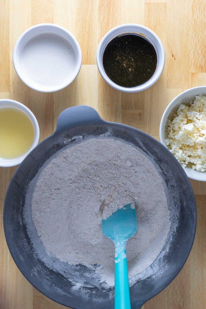 Dry ingredients mixed together for the vegan scone recipe