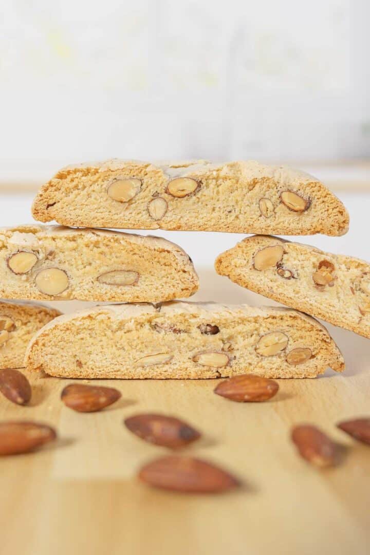 A stack of vegan biscotti from this recipe. 