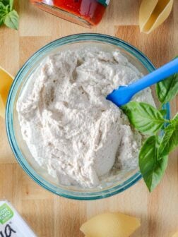 Vegan ricotta cheese in a bowl