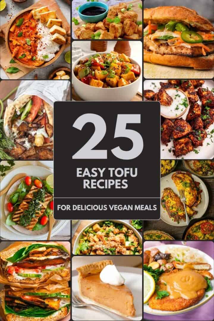 Feature image for this post about 25 Easy Tofu Recipes for Delicious Vegan Meals
